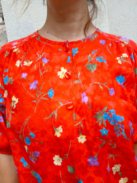 Camisa Vintage 100% Seda Made in Italy - Talla S/M