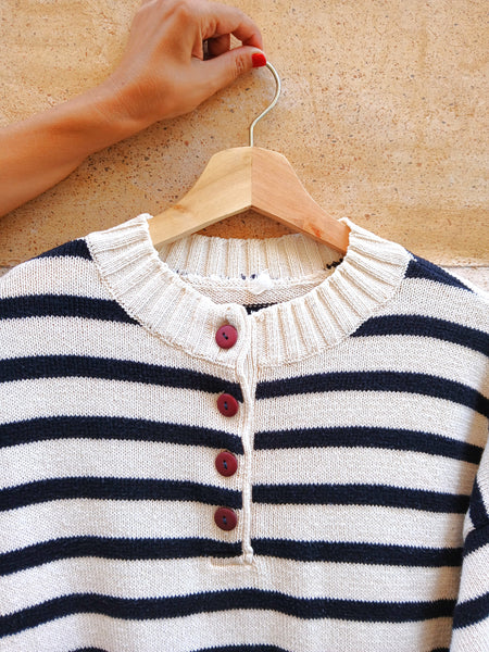 Jersey Vintage de Algodón con Estampado de Rayas - Talla M