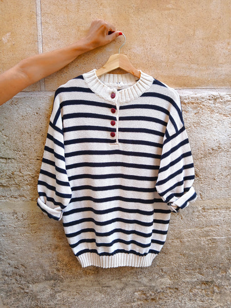 Jersey Vintage de Algodón con Estampado de Rayas - Talla M