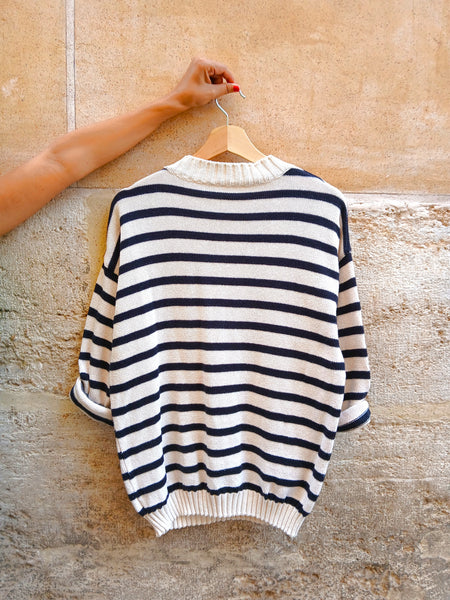 Jersey Vintage de Algodón con Estampado de Rayas - Talla M