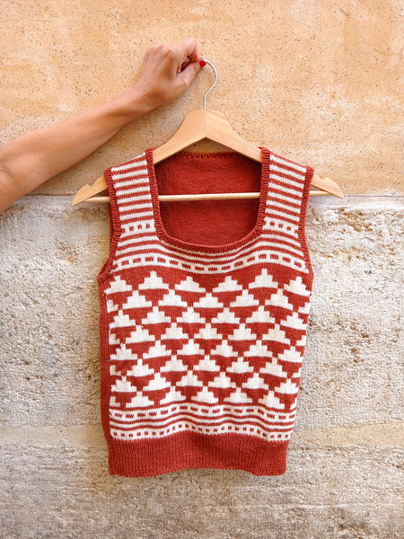 Chaleco Vintage Hecho a Mano Geométrico- Talla S