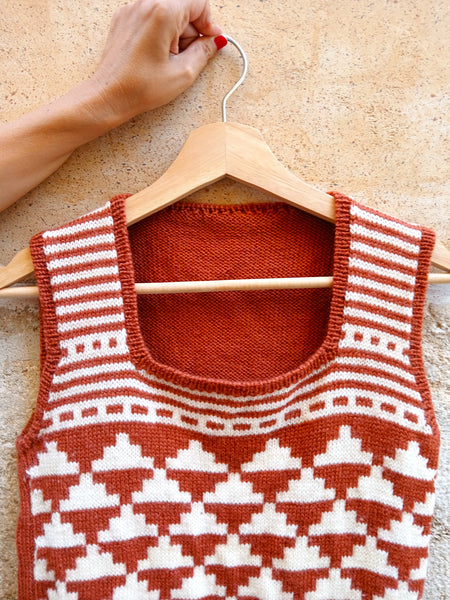 Chaleco Vintage Hecho a Mano Geométrico- Talla S