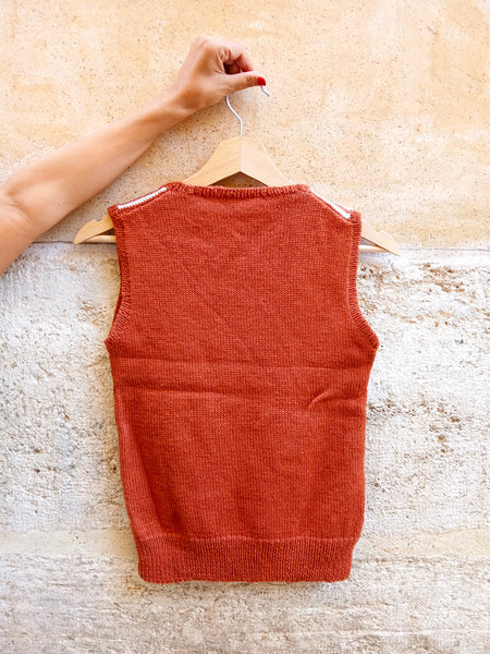 Chaleco Vintage Hecho a Mano Geométrico- Talla S