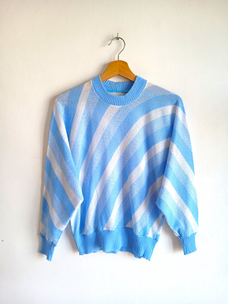 Jersey Vintage Fino a Rayitas Azules - Talla S