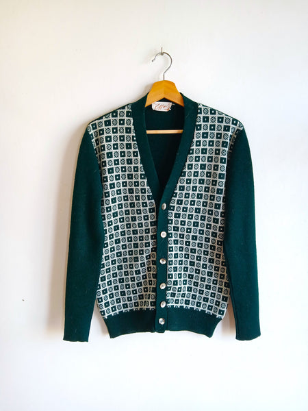 Chaqueta Vintage Verde con Estampado Made in Italy - Talla S