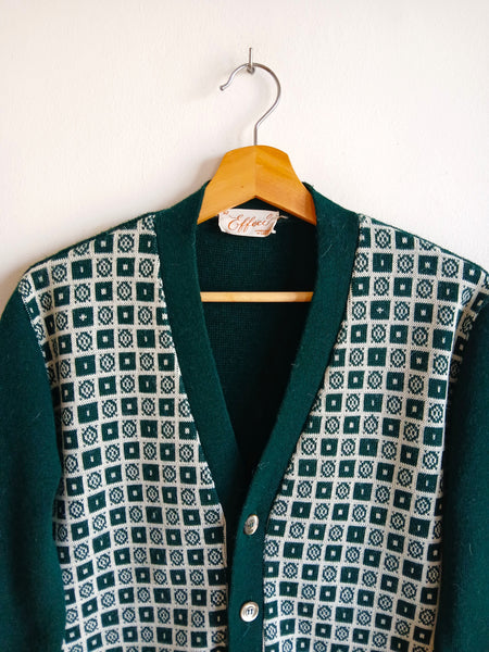 Chaqueta Vintage Verde con Estampado Made in Italy - Talla S