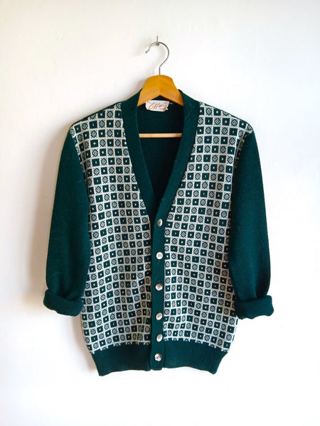 Chaqueta Vintage Verde con Estampado Made in Italy - Talla S