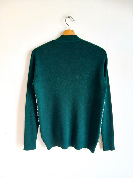 Chaqueta Vintage Verde con Estampado Made in Italy - Talla S