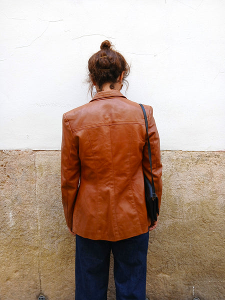 Chaqueta Vintage de Piel Marrón Danier Made in Canada - Talla S