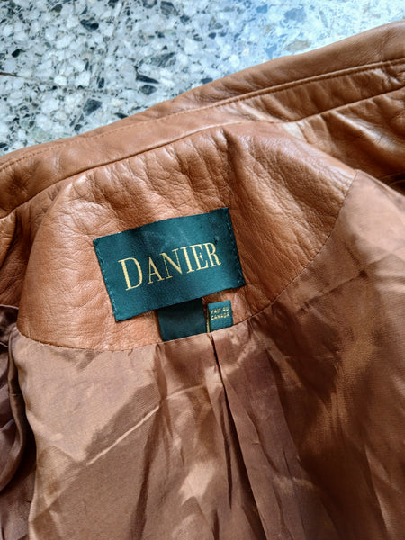 Chaqueta Vintage de Piel Marrón Danier Made in Canada - Talla S