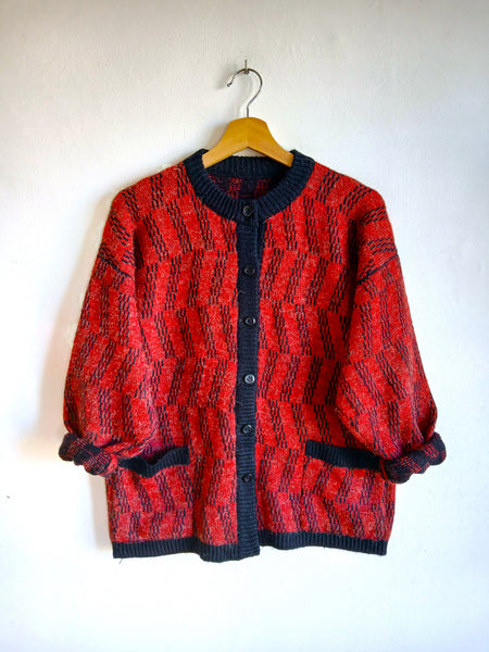 Chaqueta Vintage Hecha a Mano Granate - Talla M
