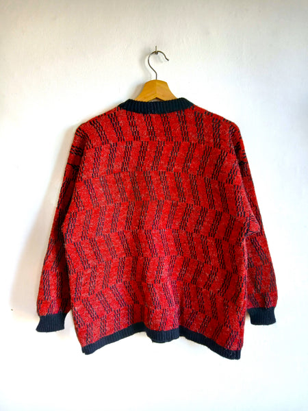 Chaqueta Vintage Hecha a Mano Granate - Talla M