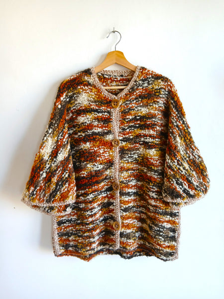 Chaqueta Vintage Hecha a Mano Estilo Capa - Talla L
