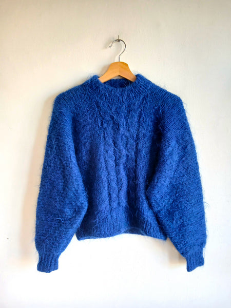 Jersey Vintage Hecho a Mano Azul Cobalto - Talla S
