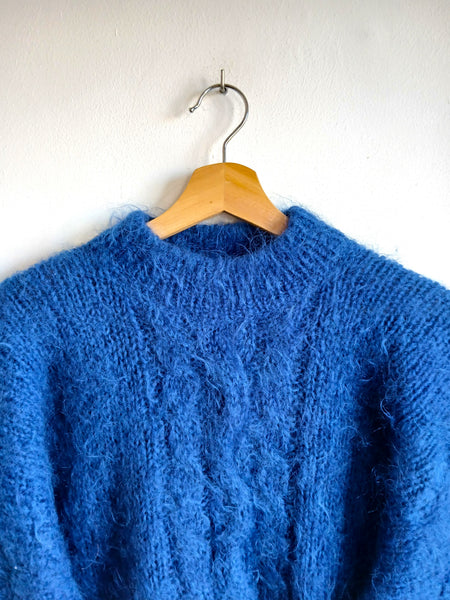 Jersey Vintage Hecho a Mano Azul Cobalto - Talla S