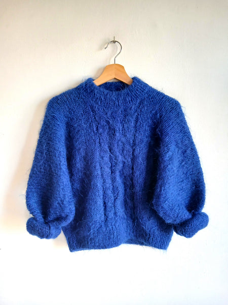 Jersey Vintage Hecho a Mano Azul Cobalto - Talla S