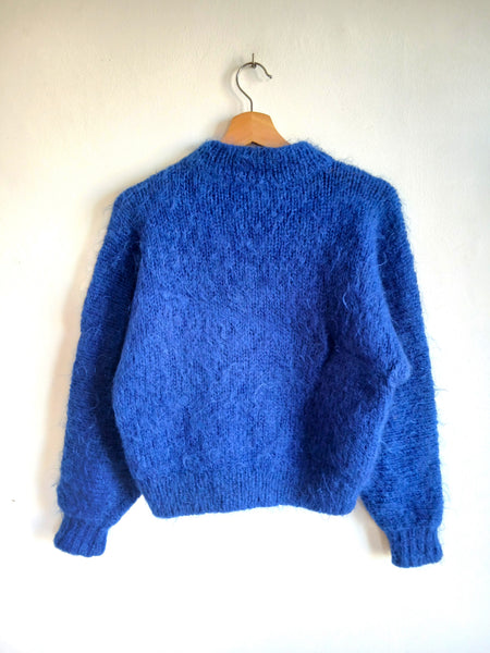 Jersey Vintage Hecho a Mano Azul Cobalto - Talla S