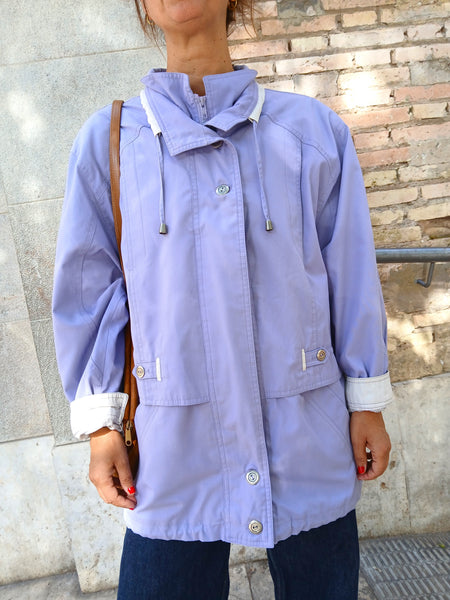 Chaqueta Vintage Lila Años 90 con Cremallera y Botones - Talla M/L