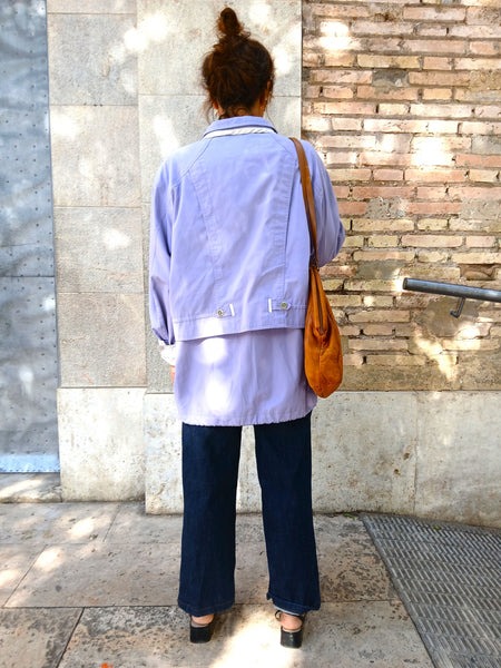 Chaqueta Vintage Lila Años 90 con Cremallera y Botones - Talla M/L
