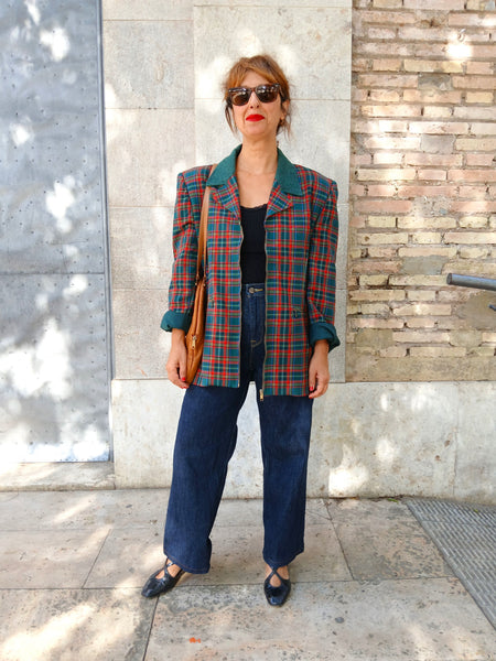 Chaqueta Vintage Barbo Italy Años 80 Tartan - Talla M
