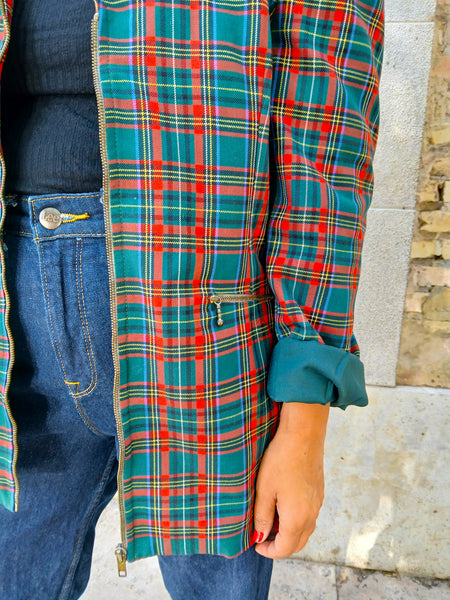 Chaqueta Vintage Barbo Italy Años 80 Tartan - Talla M