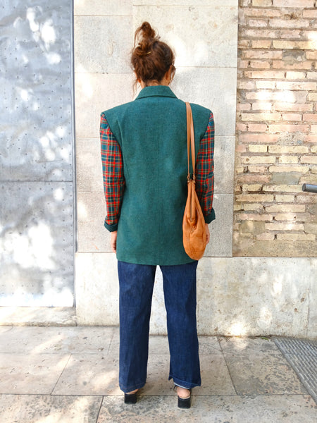 Chaqueta Vintage Barbo Italy Años 80 Tartan - Talla M