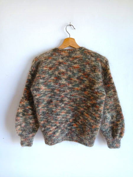 Chaqueta Vintage Hecha a Mano Jaspeada Lana y Mohair - Talla S