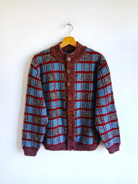 Chaqueta Vintage Años 90 Estampado de Cuadros y Bolsillos - Talla S/M