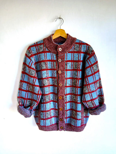 Chaqueta Vintage Años 90 Estampado de Cuadros y Bolsillos - Talla S
