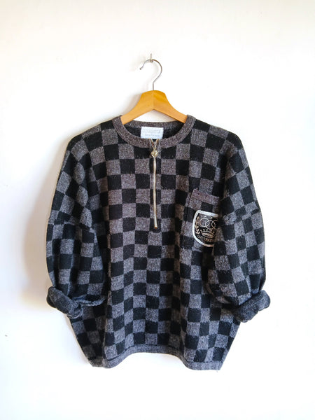 Jersey Vintage DINAMICA Confección Italiana con Estampado Chess - Talla M/L