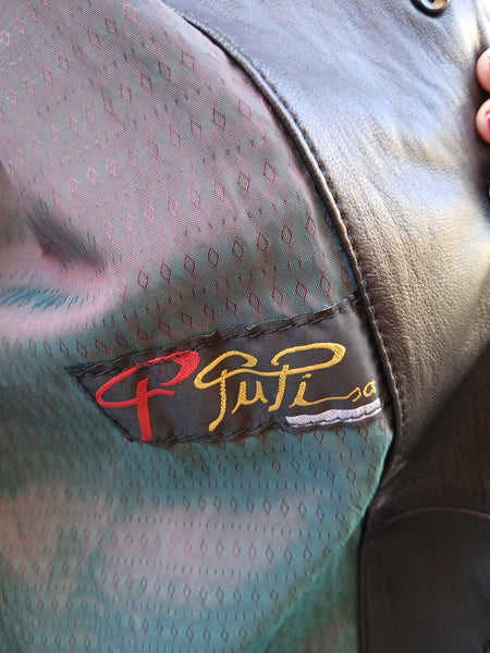 Chaqueta Vintage de Piel Negra 90s Hecha en España - Talla M/L