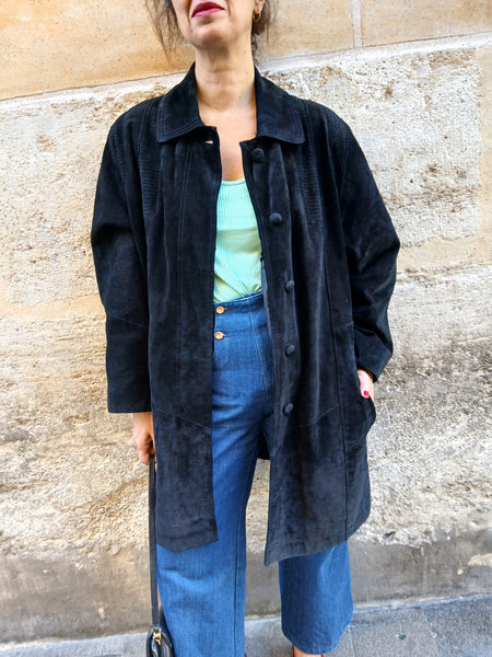 Chaqueta Vintage Ante Legítimo Años 90 Tres Cuartos Made in Germany - Talla M/L