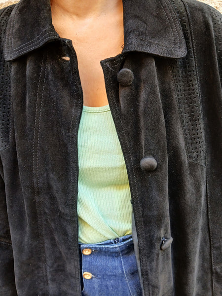 Chaqueta Vintage Ante Legítimo Años 90 Tres Cuartos Made in Germany - Talla M/L
