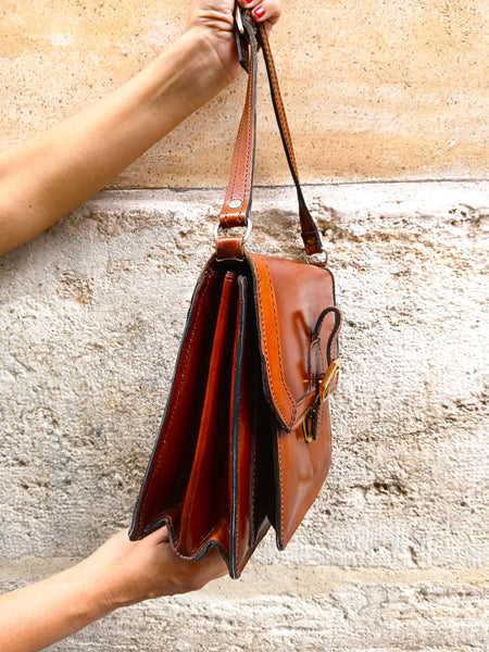 Bolso Vintage Piel Marrón 90s