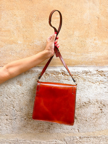 Bolso Vintage Piel Marrón 90s