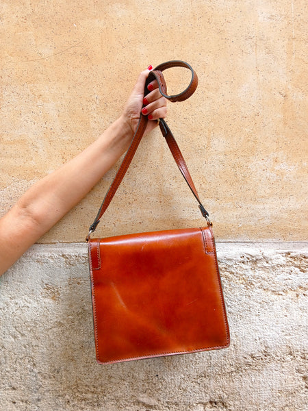 Bolso Vintage Piel Marrón 90s