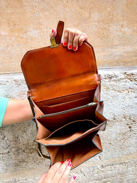 Bolso Vintage Piel Marrón 90s