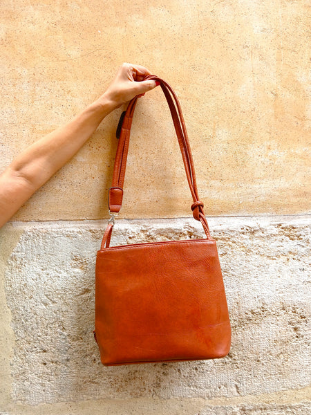 Bolso Vintage Piel Vegana Marrón
