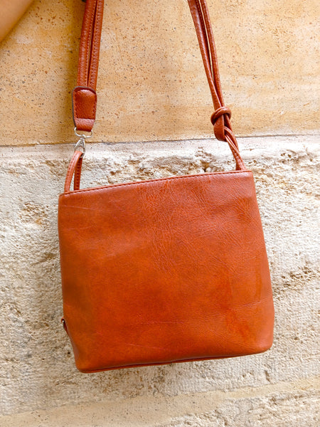 Bolso Vintage Piel Vegana Marrón