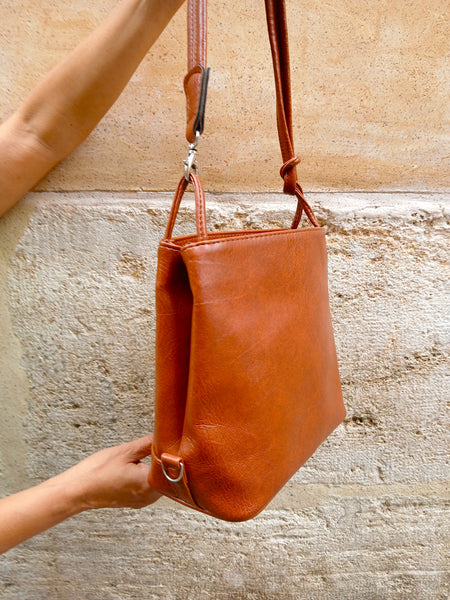 Bolso Vintage Piel Vegana Marrón