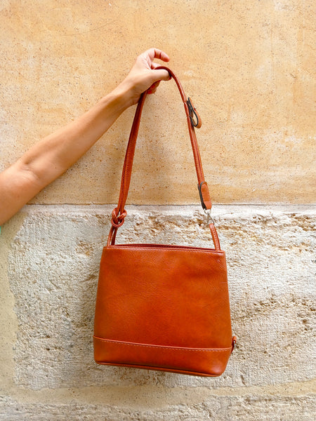 Bolso Vintage Piel Vegana Marrón