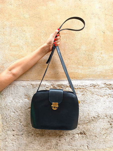 Bolso Vintage 90s Piel Broche Dorado