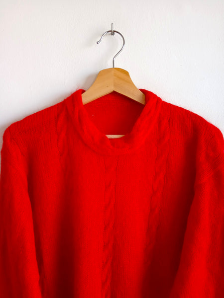 Jersey Vintage Hecho a Mano Mohair Rojo - Talla M