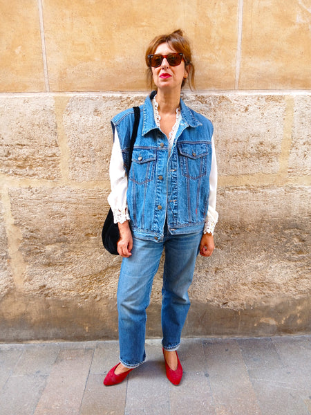 Chaleco Vintage Vaquero Azul Indigo Auténtico Años 90s - Talla M/L