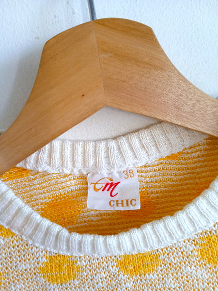 Jersey Vintage Lunares Amarillos Años 80 - Talla S