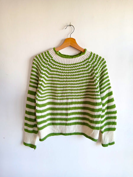 Jersey Vintage Rayas Crema y Verdes Made in Italy - Talla S