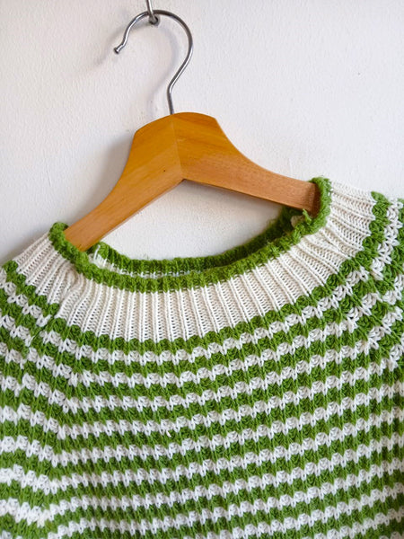 Jersey Vintage Rayas Crema y Verdes Made in Italy - Talla S