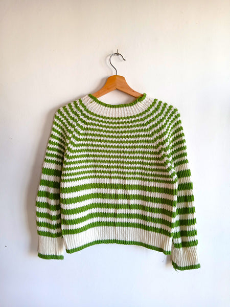 Jersey Vintage Rayas Crema y Verdes Made in Italy - Talla S