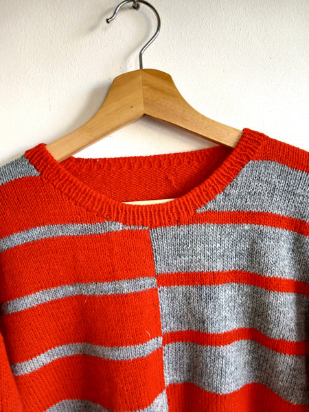 Jersey Vintage Hecho a Mano Años 90 Rojo y Gris - Talla S