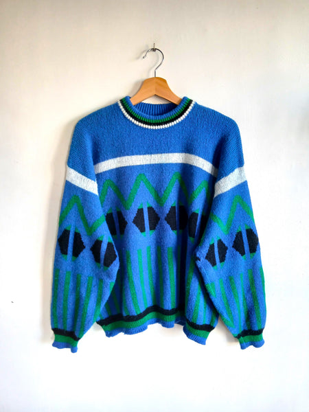 Jersey Vintage Made in Italy Años 80 Azul - Talla M/L